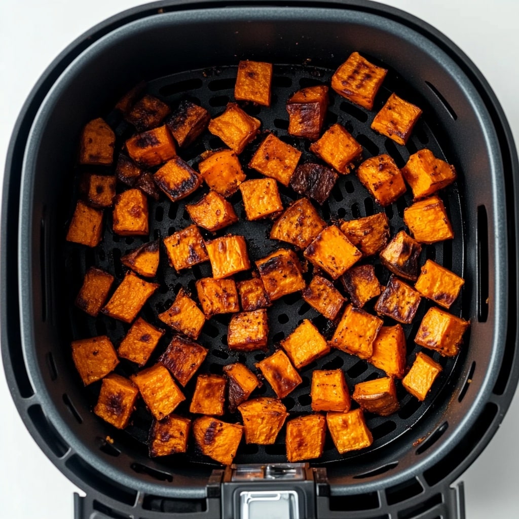 Sweet Potato Taco Bowl Hot Honey – Irresistibly Cozy & Gluten-Free Sweet Potato Taco Bowl Hot Honey Roasted sweet potato cubes in air fryer for taco bowl hot honey