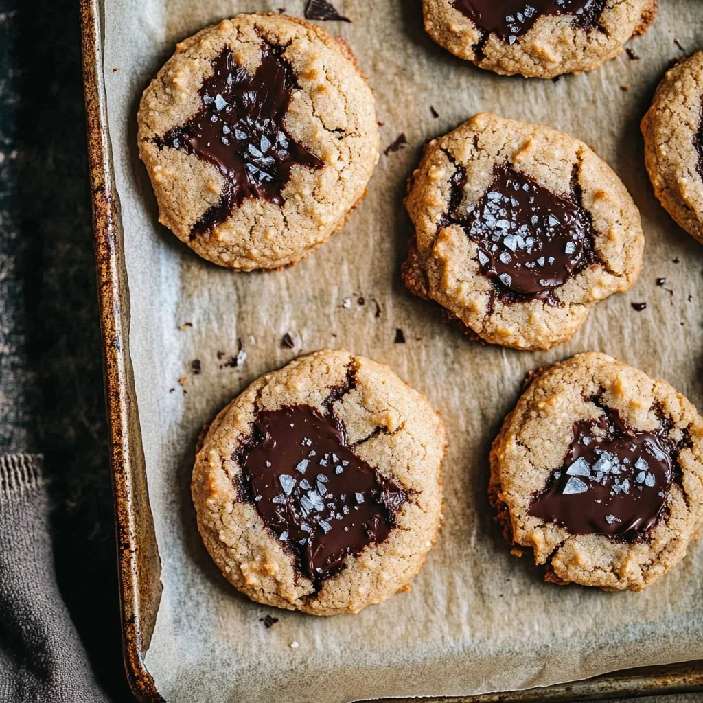 Chickpea Flour Tahini Cookies: The Ultimate Gluten-Free Treat Chickpea Flour Tahini Cookies Freshly baked chickpea flour tahini cookies on parchment paper with melted dark chocolate