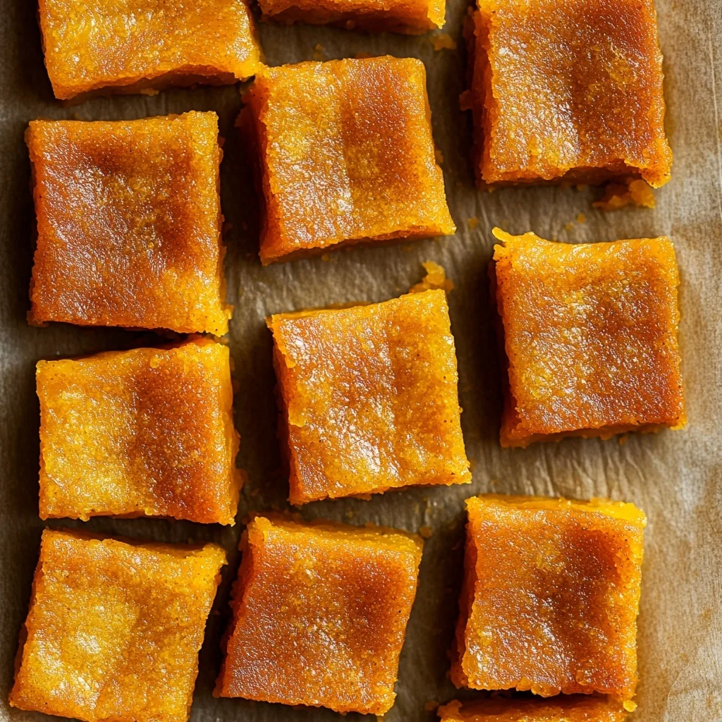 Pumpkin Butter Mochi Hawaii Recipe: The Cozy Gluten-Free Treat You Didn’t Know You Needed Pumpkin Butter Mochi Hawaii Recipe crackly golden top pumpkin butter mochi squares from Hawaii recipe on parchment paper