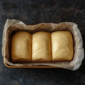 Gluten-Free Japanese Milk Bread (Tangzhong) – Soft, Pillowy, and Easy Gluten-Free Japanese Milk Bread Proofed gluten-free Japanese milk bread dough in a parchment-lined loaf pan