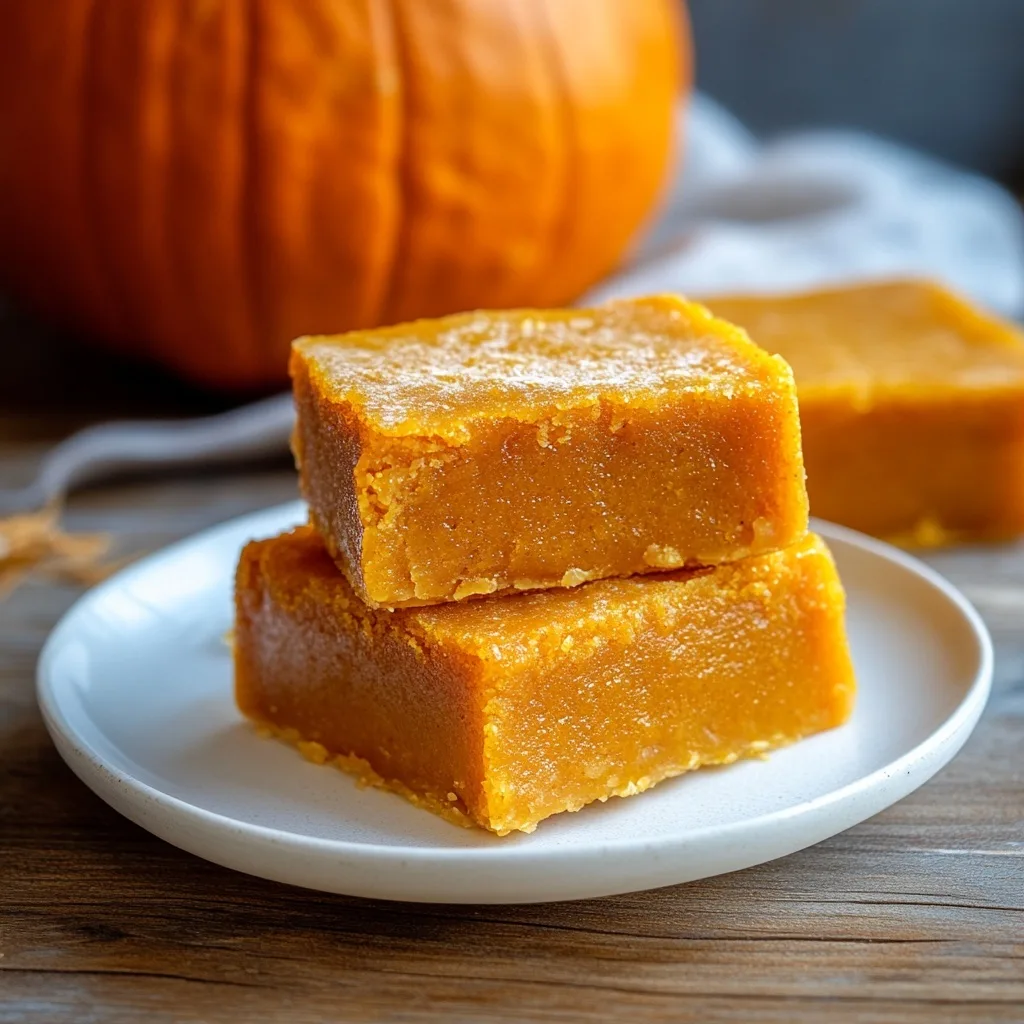 Pumpkin Butter Mochi Hawaii Recipe: The Cozy Gluten-Free Treat You Didn’t Know You Needed Pumpkin Butter Mochi Hawaii Recipe stacked pumpkin butter mochi squares from Hawaii recipe on white plate with pumpkin in background