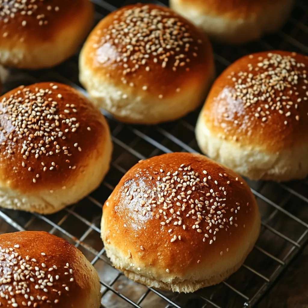 Super-Soft Tangzhong Burger Buns Tangzhong Burger Buns Tangzhong Burger Buns with golden sesame seed crust and soft interior