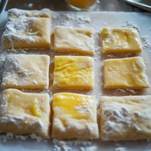 Tangzhong Parker House Rolls: Soft, Buttery Classics with a Cozy Twist Tangzhong Parker House Rolls Tangzhong Parker House Roll dough cut into squares and brushed with egg wash, some folded