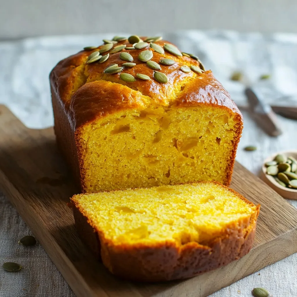 Tangzhong Pumpkin Bread: Fall-Inspired Comfort in Every Slice Tangzhong Pumpkin Bread Sliced tangzhong pumpkin bread loaf on wooden board with pepitas