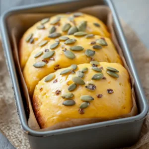 Tangzhong Pumpkin Bread: Fall-Inspired Comfort in Every Slice Tangzhong Pumpkin Bread Fully proofed tangzhong pumpkin bread dough topped with pepitas