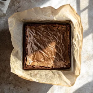 Tigernut Flour Brownies: Fudgy, Gluten-Free, and Family-Approved Tigernut Flour Brownies Freshly baked Tigernut Flour Brownies in a parchment-lined baking pan.