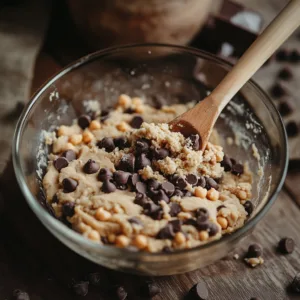 Irresistible Vegan Chickpea Flour Cookies: A Family‑Friendly Treat vegan chickpea flour cookies Vegan chickpea flour cookie dough with chocolate chips in mixing bowl
